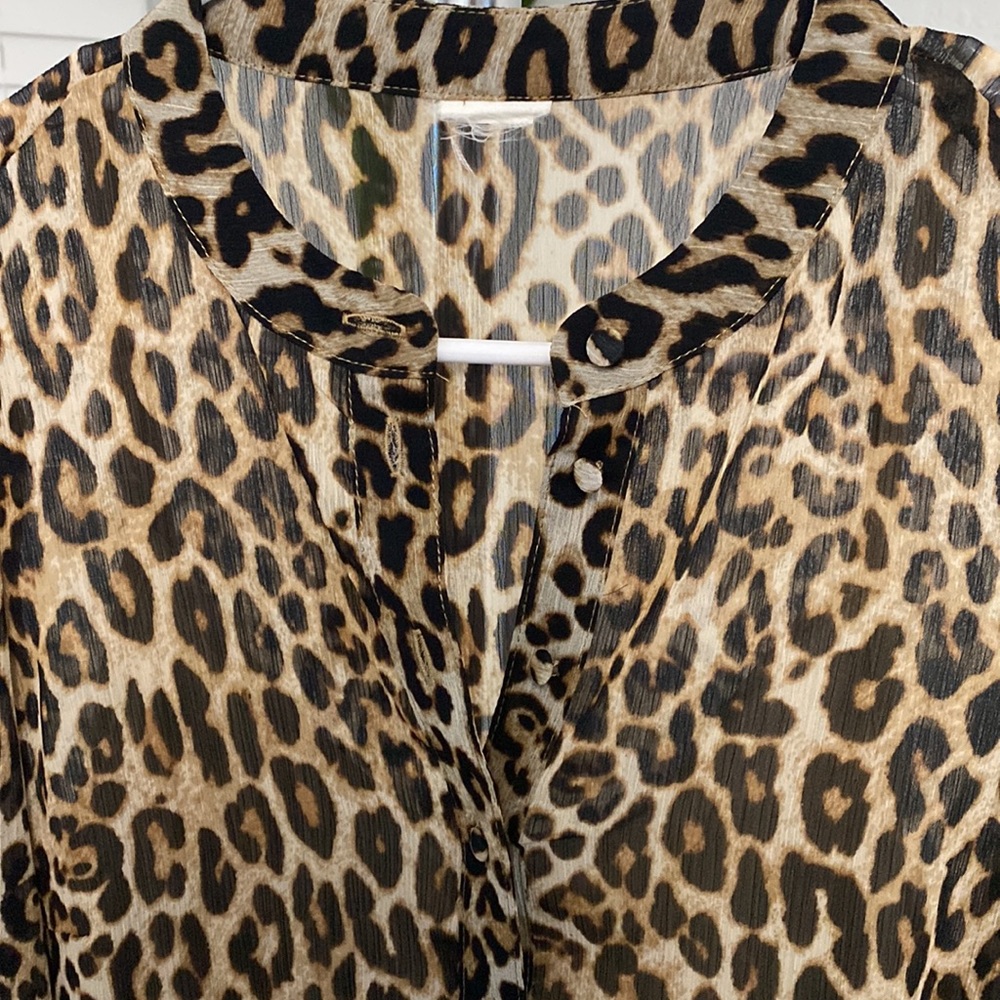 Cheetah Print Long sleeve dress with sheer tank-top attached